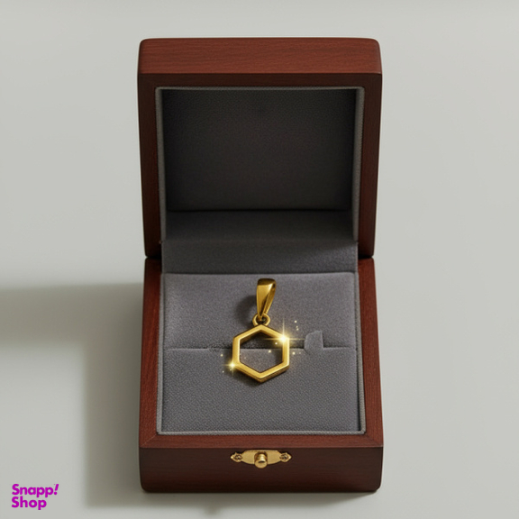 آویز گردنبند طلا 18 عیار زنانه مدل شش ضلعی