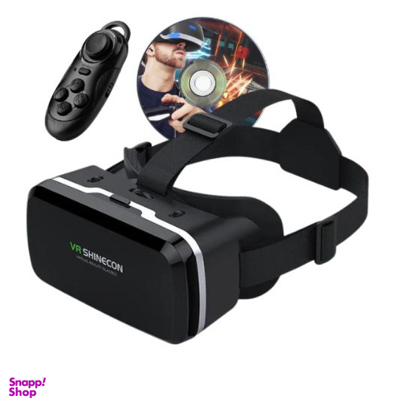 عینک واقعیت مجازی شاینکن مدل VR Shinecon G06A به همراه ریموت کنترل و لوح فشرده بازی‌ ها و فیلم‌ ها