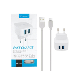 شارژر دیواری وریتی (Verity) مدل Ap2112 به همراه کابل تبدیل Micro USB