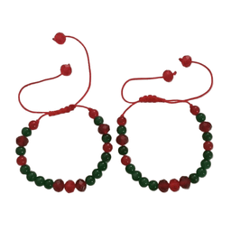 دستبند کریستالی دخترانه کد 31317 رنگ سبز قرمز بسته 2 عددی
