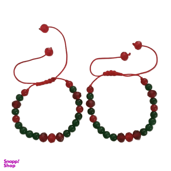 دستبند کریستالی دخترانه کد 31317 رنگ سبز قرمز بسته 2 عددی