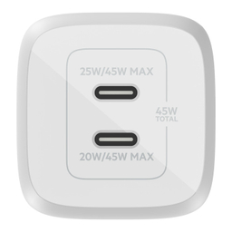 شارژر دیواری 45 وات بلکین مدل WCH011vfWH USB-C PD/GaN/PPS
