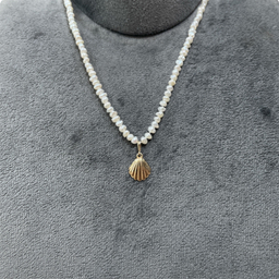 گردنبند طلا 18 عیار زنانه مدل مروارید و صدف کد 1455