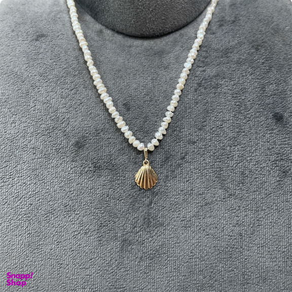 گردنبند طلا 18 عیار زنانه مدل مروارید و صدف کد 1455