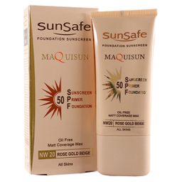 کرم ضدآفتاب سان سیف مدل کرم پودری و پایه آرایش پرایمری با SPF50 رنگ بژ رز گلد شماره NW20 حجم 40 میلی‌لیتر
