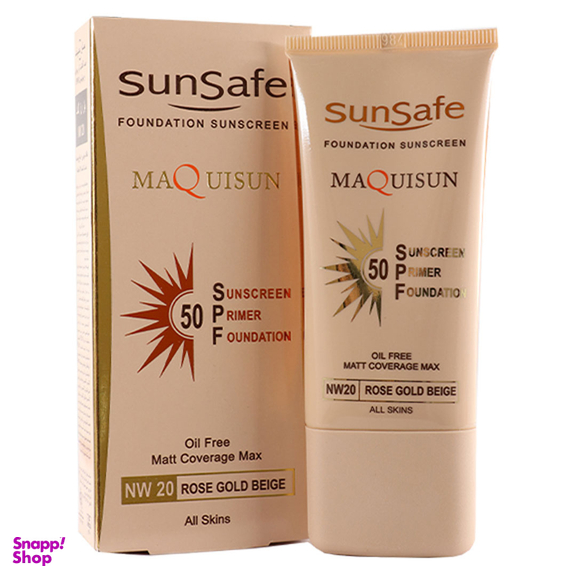 کرم ضدآفتاب سان سیف مدل کرم پودری و پایه آرایش پرایمری با SPF50 رنگ بژ رز گلد شماره NW20 حجم 40 میلی‌لیتر