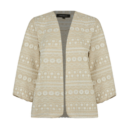 ست مانتو و شلوار زنانه اپلیکه مدل گندم رنگ کرم