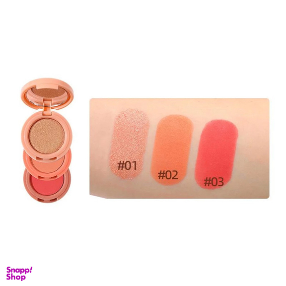 پالت رژ گونه و هایلایتر میس لارا مدل چرخشی شماره 02 مجموعه 3 عددی