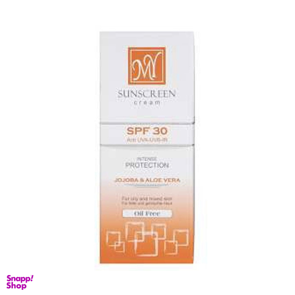 کرم ضد آفتاب فاقد چربی بی رنگ مای با SPF30 حاوی Jojoba & Aloe vera مناسب پوست چرب و مختلط حجم 50 میلی لیتر