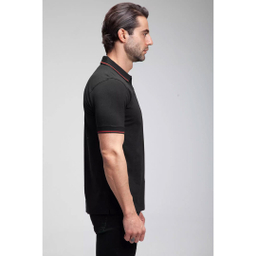 تیشرت مردانه ست من مدل یقه دار نیم زیپ کد TY174 رنگ مشکی