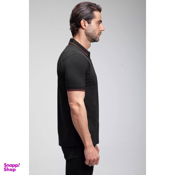 تیشرت مردانه ست من مدل یقه دار نیم زیپ کد TY174 رنگ مشکی