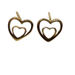 گوشواره طلا 18 عیار زنانه مدل قلب دوتایی