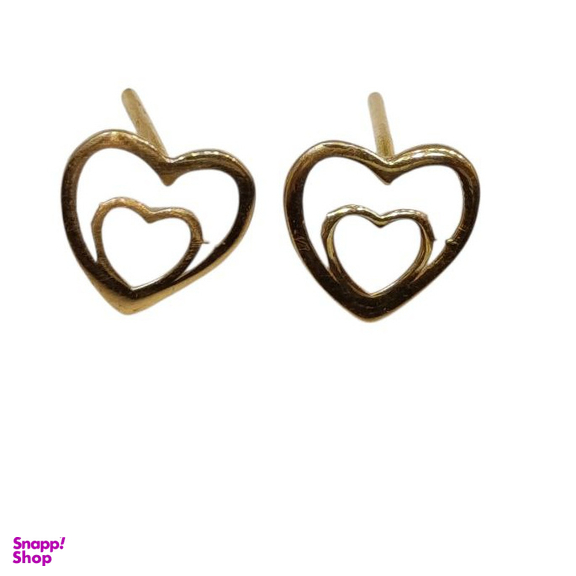 گوشواره طلا 18 عیار زنانه مدل قلب دوتایی