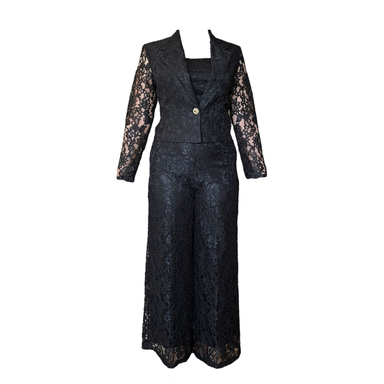 ست کت و شلوار گیپور ویولت کد 001 رنگ مشکی