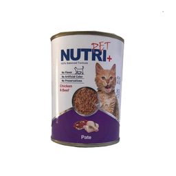 کنسرو غذای گربه پته نوتری پت پلاس طعم گوشت و مرغ وزن 425 گرم