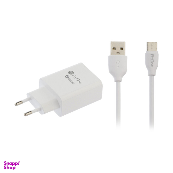 شارژر دیواری 18 وات پرووان مدل PWC520 به همراه کابل تبدیل USB-C