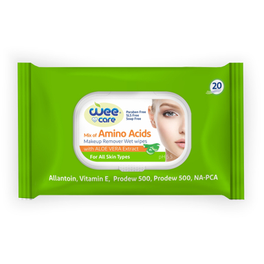 دستمال مرطوب پاک کننده آرایش وی کر مدل Mix Of Amino Acid بسته 20 عددی