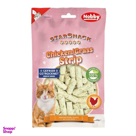 تشویقی گربه نوبی مدل اسنک طعم مرغ و کت نیپ وزن 60 گرم