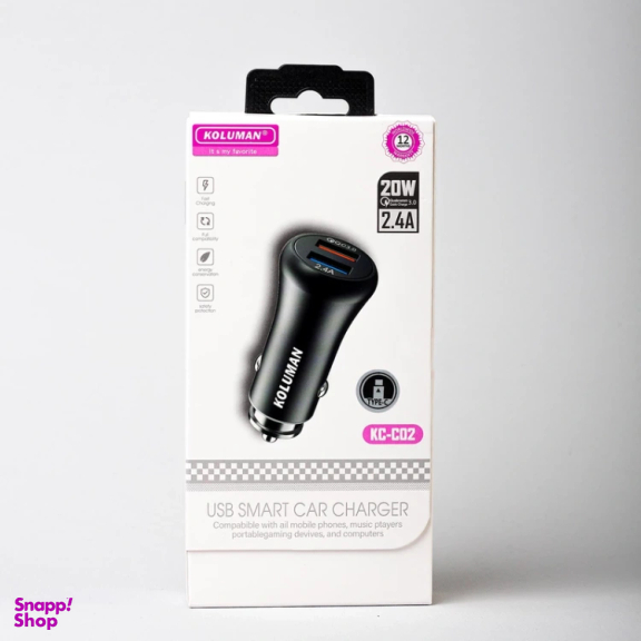 شارژر فندكی کلومن مدل KC_C02 به همراه کابل USB Type-C