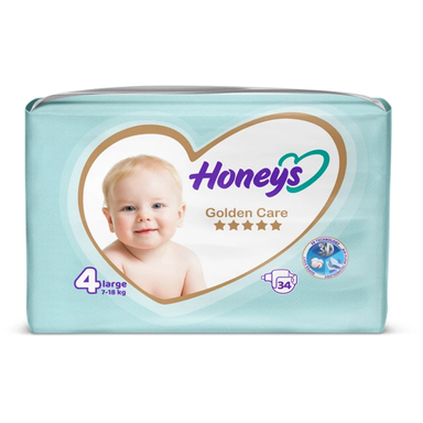 پوشک کودک هانیز سایز 4 بسته 34 عددی