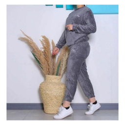 ست بلوز و شلوار زنانه مدل تدی کد Riv رنگ طوسی