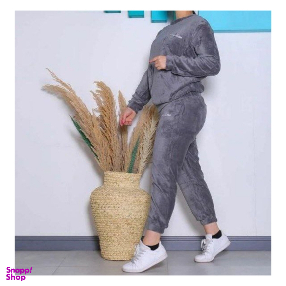 ست بلوز و شلوار زنانه مدل تدی کد Riv رنگ طوسی