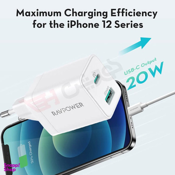 شارژر دیواری راو پاور 2 پورت 20 وات مدل RP-PC168