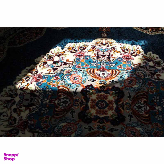 فرش ماشینی مدل گرد طرح هالیدی رنگ سرمه ای