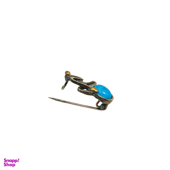 گل سینه نقره 925 عیار زنانه طرح بیضی آبی کد 45013 GLSN
