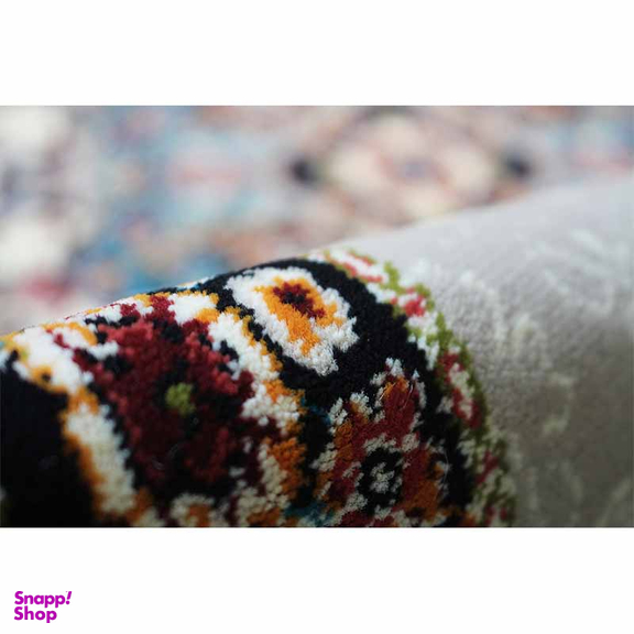 فرش ماشینی مدل بیضی طرح هالیدی زمینه فیلی