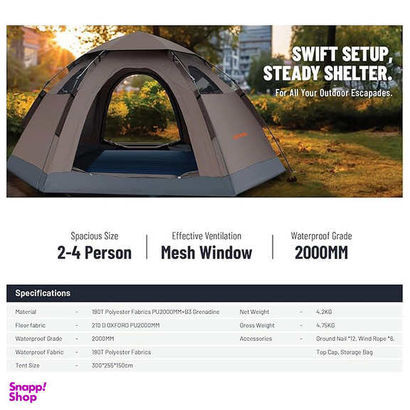 چادر مسافرتی 4 نفره پرودو مدل PD-LF4PACT