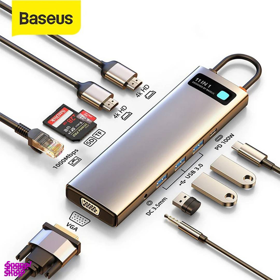 هاب 11 پورت Type-C بیسوس مدل Metal Gleam Series CAHUB-CT0G