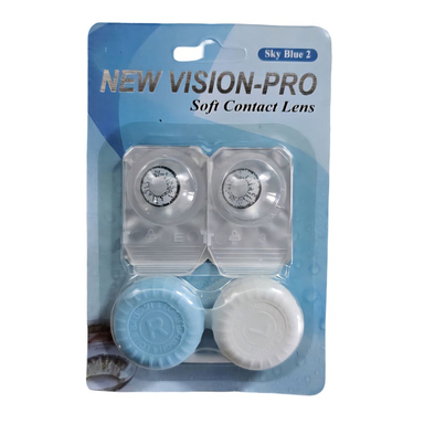 لنز چشم پرو نیو ویژن شماره 11 رنگ آبی آسمانی دور مشکی به همراه جای لنز