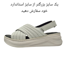 صندل طبی زنانه چرم ریباری مدل R70 رنگ سفید
