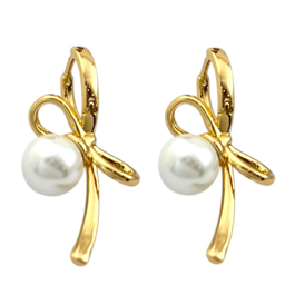 گوشواره زنانه ژوپینگ مدل پاپیون مروارید کد E6099