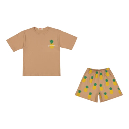 ست تیشرت و شلوارک دخترانه مادر مدل پینا کد AM-MA-Pina رنگ نسکافه ای