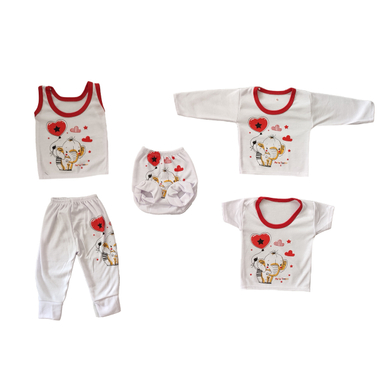 ست 5 تکه لباس نوزادی مدل پارسا تریکو