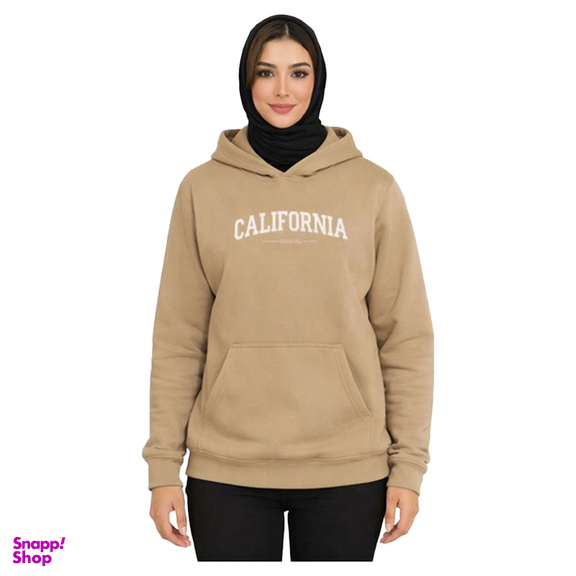 هودی کد H00S307 طرح کالیفرنیا رنگ نسکافه ای