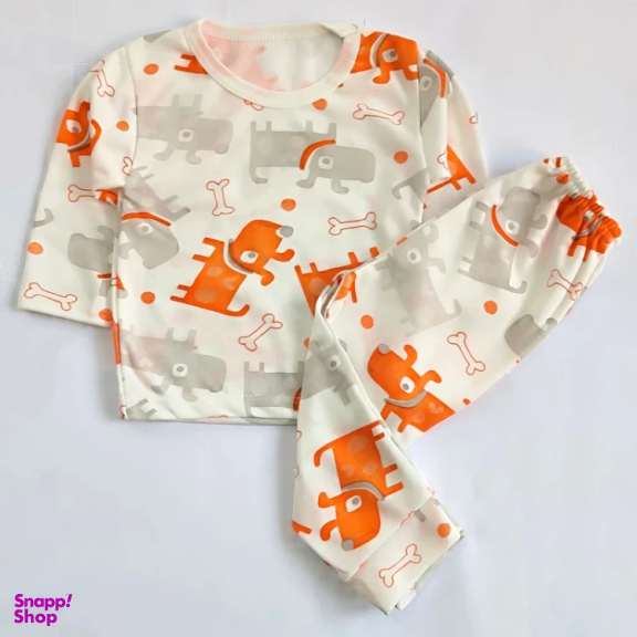 ست تیشرت آستین بلند و شلوار نوزادی کد 4121 رنگ سفید