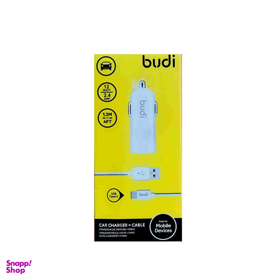 شارژر فندکی بودی (Budi) مدل M8J062Tm به همراه کابل تبدیل USB-C