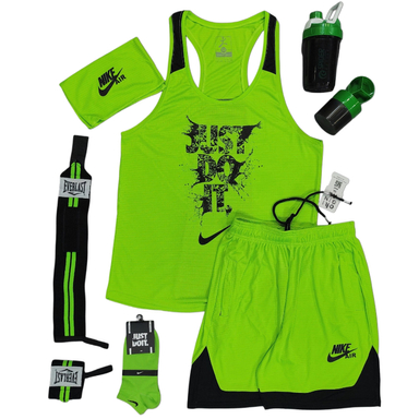 ست لباس و تجهیزات ورزشی مردانه کد 1622 مجموعه 6 عددی رنگ سبز