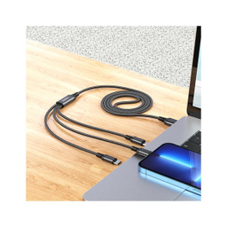 کابل تبدیل 3 کاره USB به لایتنینگ و MicroUSB و USB-C هوکو مدل X76 3IN1 طول 1 متر