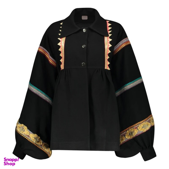 پانچو زنانه گره استایل مدل ققنوس رنگ مشکی