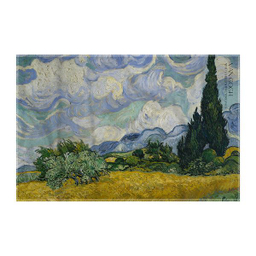 کاغذ کادو ترمه طراحان ایده مدل مزرعه گندم و درختان سرو از ونگوگ کد art0007