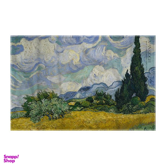 کاغذ کادو ترمه طراحان ایده مدل مزرعه گندم و درختان سرو از ونگوگ کد art0007