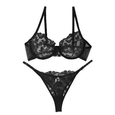 ست شورت و سوتین زنانه برتا مدل توری کد 2020SQ رنگ مشکی