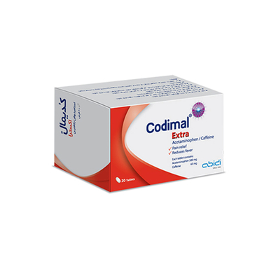 قرص استامینوفن و کافئین دکتر عبیدی مدل کدیمال اکسترا 500 میلی گرم بسته 20 عددی