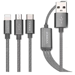 کابل تبدیل USB به MicroUSB/Lightning/Type-C روموس مدل CB25A طول 1.5 متر