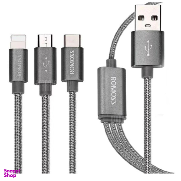 کابل تبدیل USB به MicroUSB/Lightning/Type-C روموس مدل CB25A طول 1.5 متر