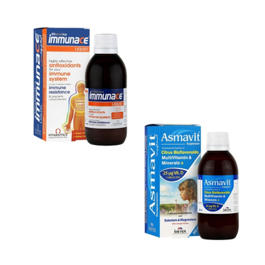 شربت ایمونیس ویتابیوتیکس و شربت آسماویت شرکت میر حجم 200 میلی لیتر مجموعه 2 عددی